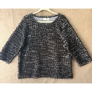 Chicos Pullover Sweater Womens Sz 3 US‎ XL Black Eyelash Knit Metallic Holiday